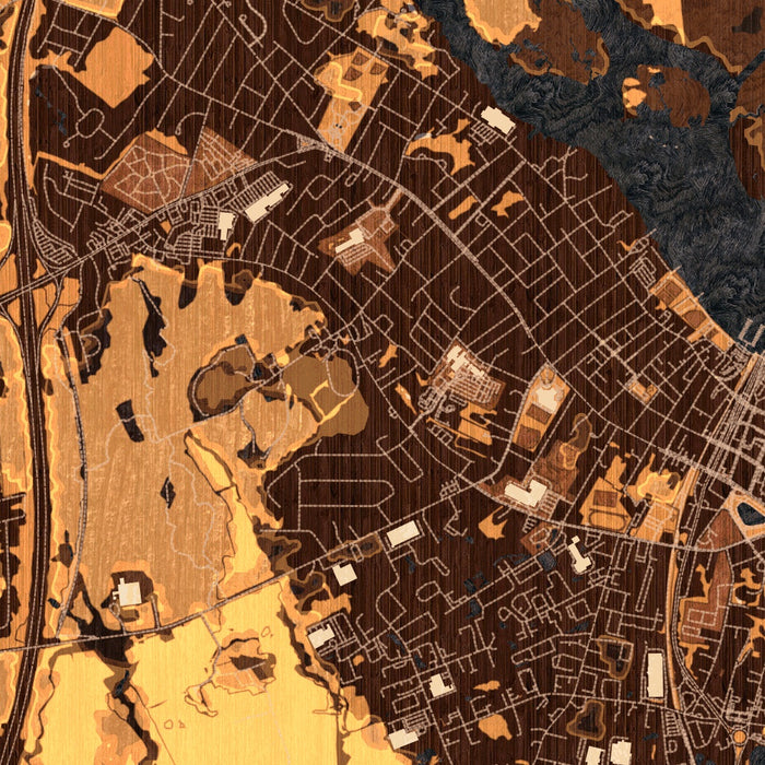 Newburyport Massachusetts Map Print in Ember Style Zoomed In Close Up Showing Details