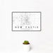 12x18 New Castle Pennsylvania Map Print Landscape Orientation in Classic Style With Small Cactus Plant in White Planter