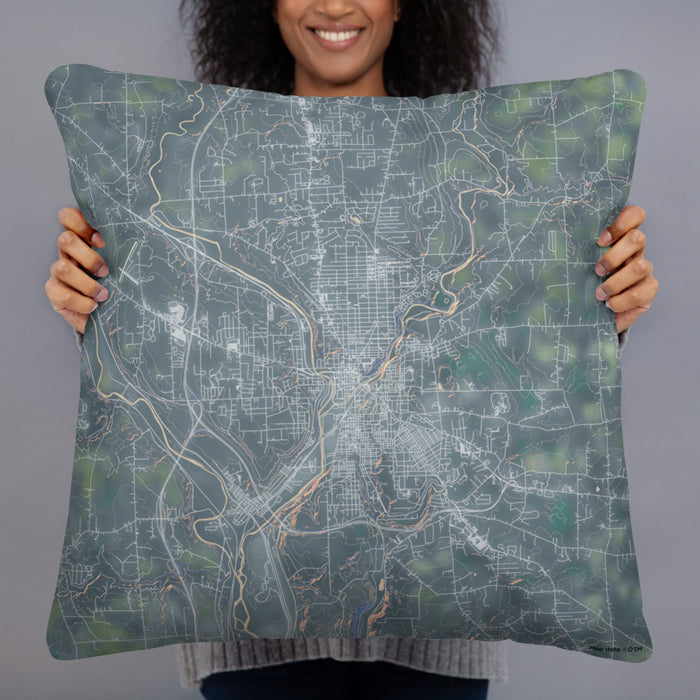 Person holding 22x22 Custom New Castle Pennsylvania Map Throw Pillow in Afternoon