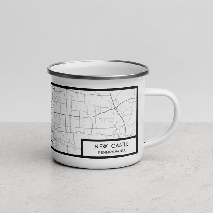 Right View Custom New Castle Pennsylvania Map Enamel Mug in Classic