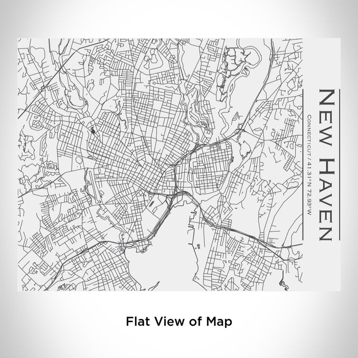 Rendered View of New Haven Connecticut Map Engraving on 20oz Stainless Steel Insulated Bottle with Bamboo Top in White