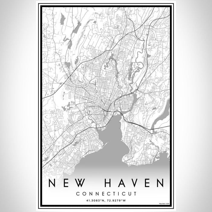 New Haven Connecticut Map Print Portrait Orientation in Classic Style With Shaded Background