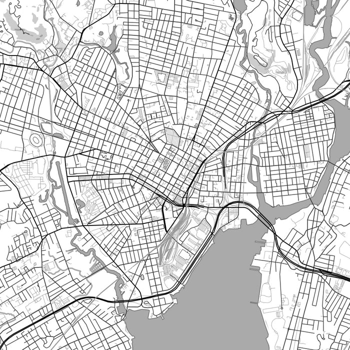 New Haven Connecticut Map Print in Classic Style Zoomed In Close Up Showing Details