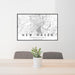 24x36 New Haven Connecticut Map Print Landscape Orientation in Classic Style Behind 2 Chairs Table and Potted Plant