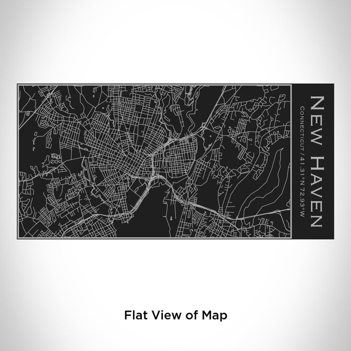 Rendered View of New Haven Connecticut Map Engraving on 17oz Stainless Steel Insulated Cola Bottle in Black