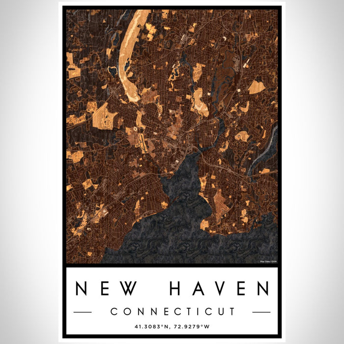 New Haven Connecticut Map Print Portrait Orientation in Ember Style With Shaded Background