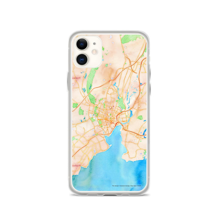 Custom New Haven Connecticut Map Phone Case in Watercolor