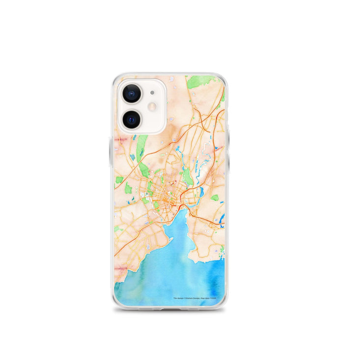 Custom New Haven Connecticut Map iPhone 12 mini Phone Case in Watercolor