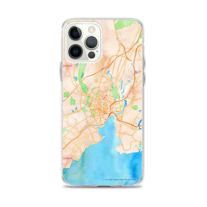 Custom New Haven Connecticut Map iPhone 12 Pro Max Phone Case in Watercolor