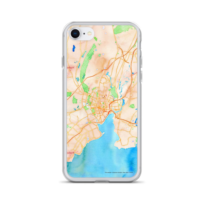 Custom New Haven Connecticut Map iPhone SE Phone Case in Watercolor