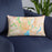 Custom New Haven Connecticut Map Throw Pillow in Watercolor on Blue Colored Chair