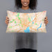 Person holding 20x12 Custom New Haven Connecticut Map Throw Pillow in Watercolor