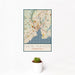 12x18 New Haven Connecticut Map Print Portrait Orientation in Woodblock Style With Small Cactus Plant in White Planter