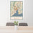 24x36 New Haven Connecticut Map Print Portrait Orientation in Woodblock Style Behind 2 Chairs Table and Potted Plant