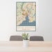 24x36 New Haven Connecticut Map Print Portrait Orientation in Woodblock Style Behind 2 Chairs Table and Potted Plant