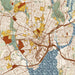 New Haven Connecticut Map Print in Woodblock Style Zoomed In Close Up Showing Details