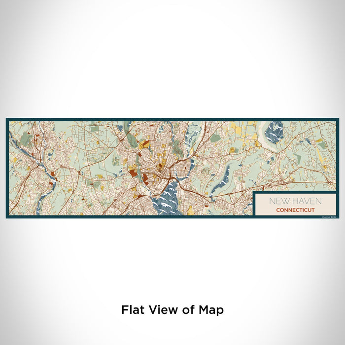 Flat View of Map Custom New Haven Connecticut Map Enamel Mug in Woodblock