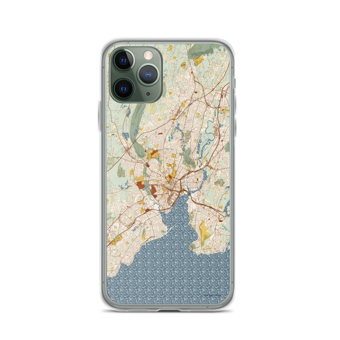 Custom New Haven Connecticut Map Phone Case in Woodblock