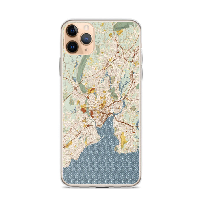 Custom New Haven Connecticut Map Phone Case in Woodblock