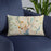 Custom New Haven Connecticut Map Throw Pillow in Woodblock on Blue Colored Chair