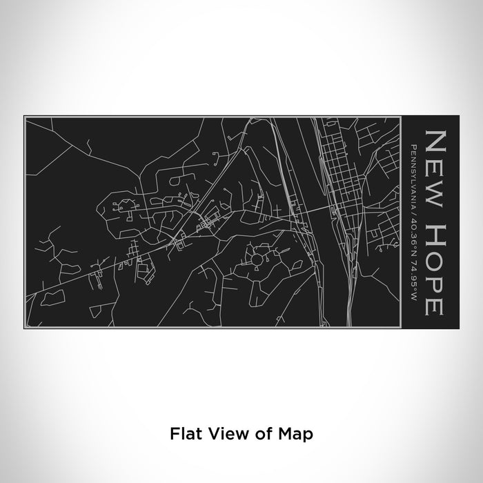 Rendered View of New Hope Pennsylvania Map Engraving on 17oz Stainless Steel Insulated Cola Bottle in Black
