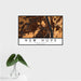 16x24 New Hope Pennsylvania Map Print Landscape Orientation in Ember Style With Tropical Plant Leaves in Water