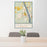 24x36 New Hope Pennsylvania Map Print Portrait Orientation in Woodblock Style Behind 2 Chairs Table and Potted Plant