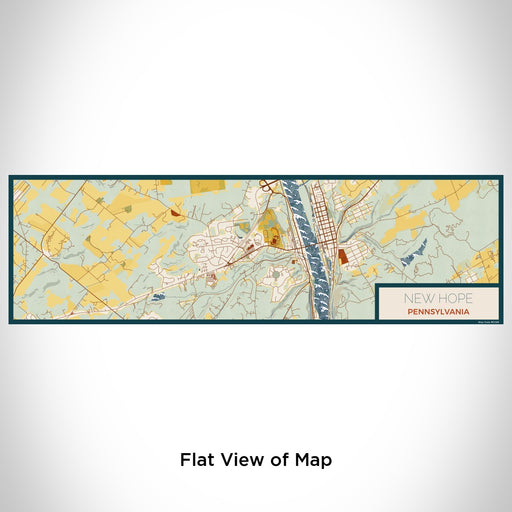 Flat View of Map Custom New Hope Pennsylvania Map Enamel Mug in Woodblock