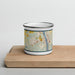 Front View Custom New Hope Pennsylvania Map Enamel Mug in Woodblock on Cutting Board