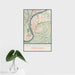 16x24 New Kensington Pennsylvania Map Print Portrait Orientation in Woodblock Style With Tropical Plant Leaves in Water