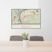 24x36 New Kensington Pennsylvania Map Print Lanscape Orientation in Woodblock Style Behind 2 Chairs Table and Potted Plant