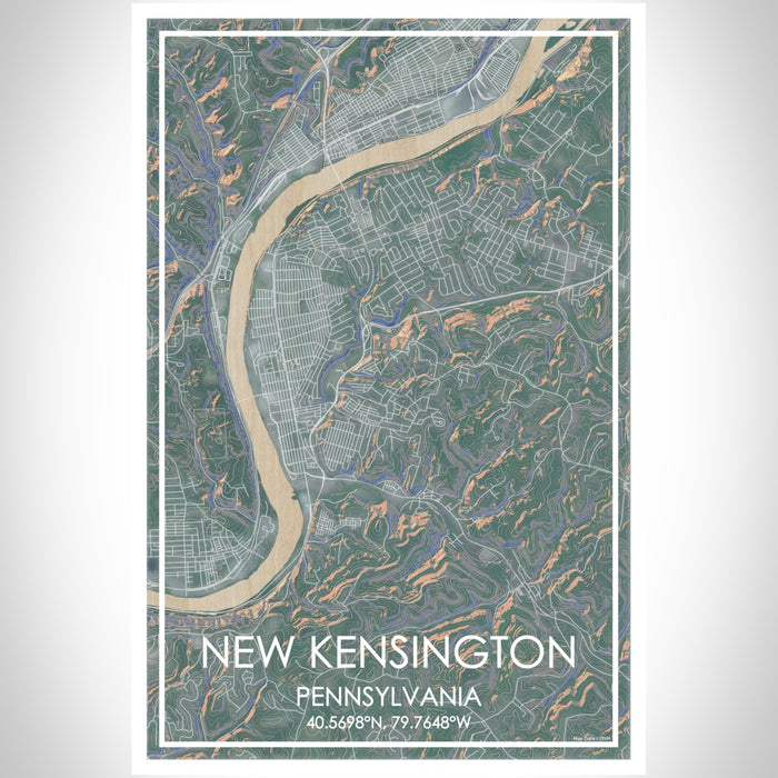 New Kensington Pennsylvania Map Print Portrait Orientation in Afternoon Style With Shaded Background