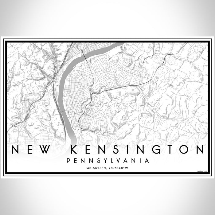 New Kensington Pennsylvania Map Print Landscape Orientation in Classic Style With Shaded Background