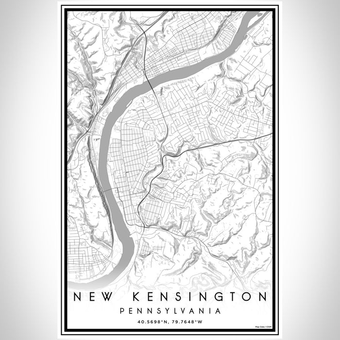 New Kensington Pennsylvania Map Print Portrait Orientation in Classic Style With Shaded Background