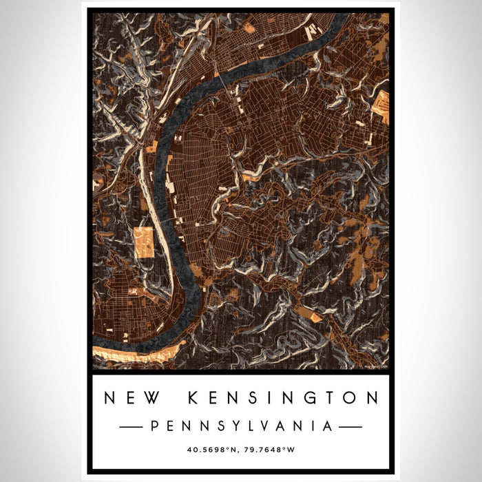 New Kensington Pennsylvania Map Print Portrait Orientation in Ember Style With Shaded Background