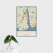 16x24 New London Connecticut Map Print Portrait Orientation in Woodblock Style With Tropical Plant Leaves in Water