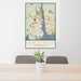 24x36 New London Connecticut Map Print Portrait Orientation in Woodblock Style Behind 2 Chairs Table and Potted Plant