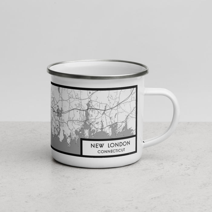 Right View Custom New London Connecticut Map Enamel Mug in Classic