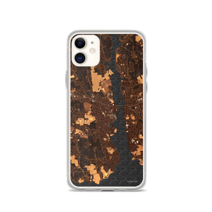 Custom iPhone 11 New London Connecticut Map Phone Case in Ember