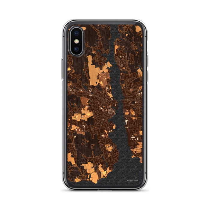 Custom iPhone X/XS New London Connecticut Map Phone Case in Ember