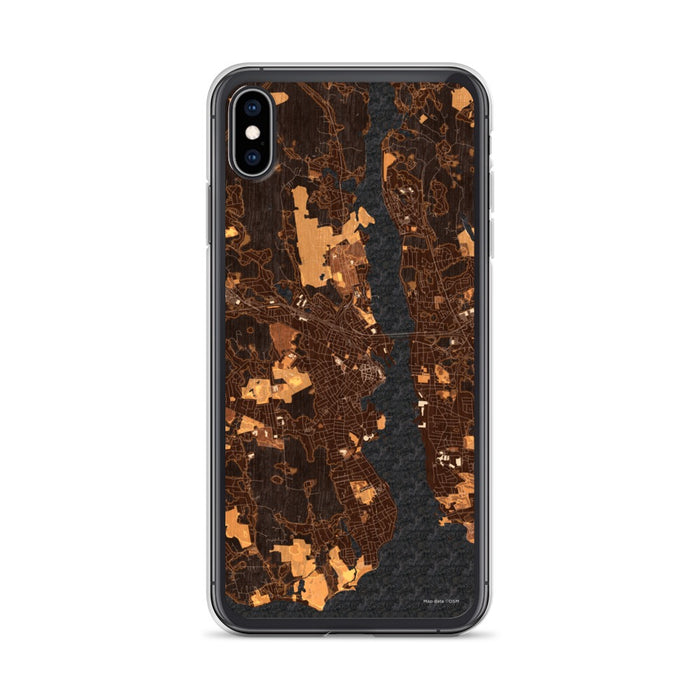 Custom iPhone XS Max New London Connecticut Map Phone Case in Ember