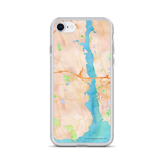 Custom iPhone SE New London Connecticut Map Phone Case in Watercolor