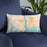 Custom New London Connecticut Map Throw Pillow in Watercolor on Blue Colored Chair