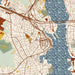 New London Connecticut Map Print in Woodblock Style Zoomed In Close Up Showing Details