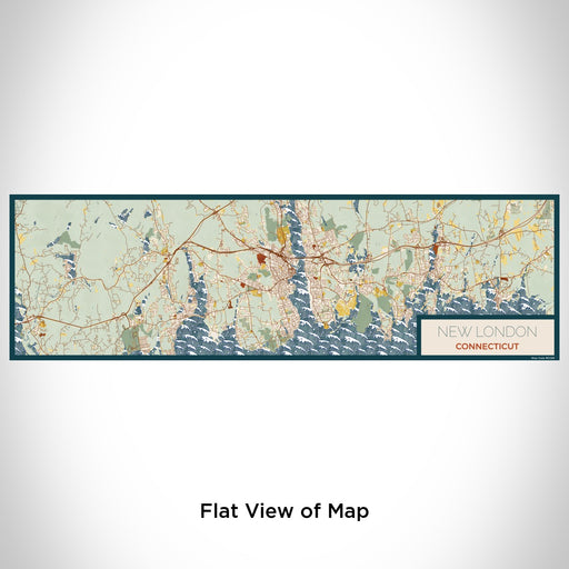 Flat View of Map Custom New London Connecticut Map Enamel Mug in Woodblock
