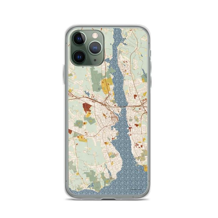 Custom iPhone 11 Pro New London Connecticut Map Phone Case in Woodblock