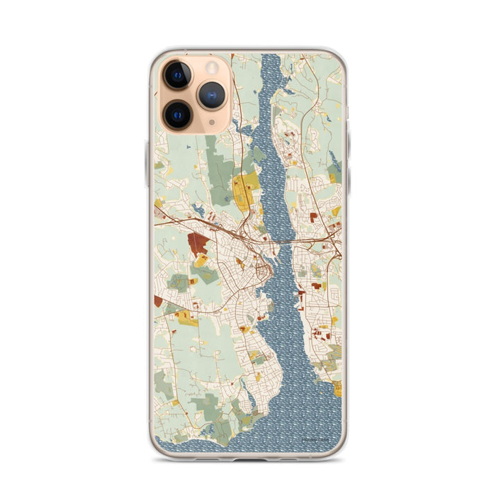 Custom iPhone 11 Pro Max New London Connecticut Map Phone Case in Woodblock