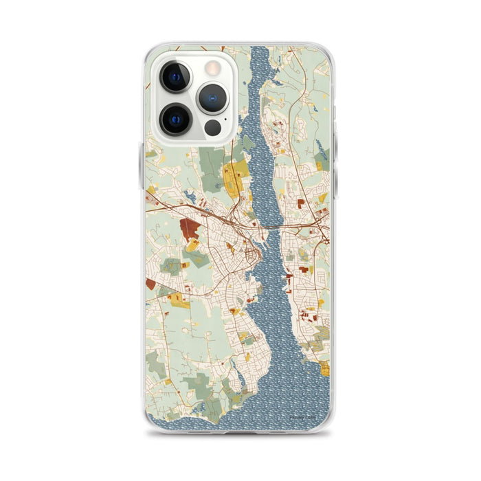 Custom iPhone 12 Pro Max New London Connecticut Map Phone Case in Woodblock