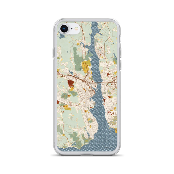 Custom iPhone SE New London Connecticut Map Phone Case in Woodblock