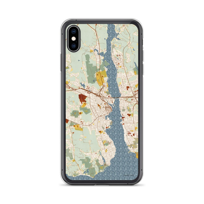 Custom iPhone XS Max New London Connecticut Map Phone Case in Woodblock